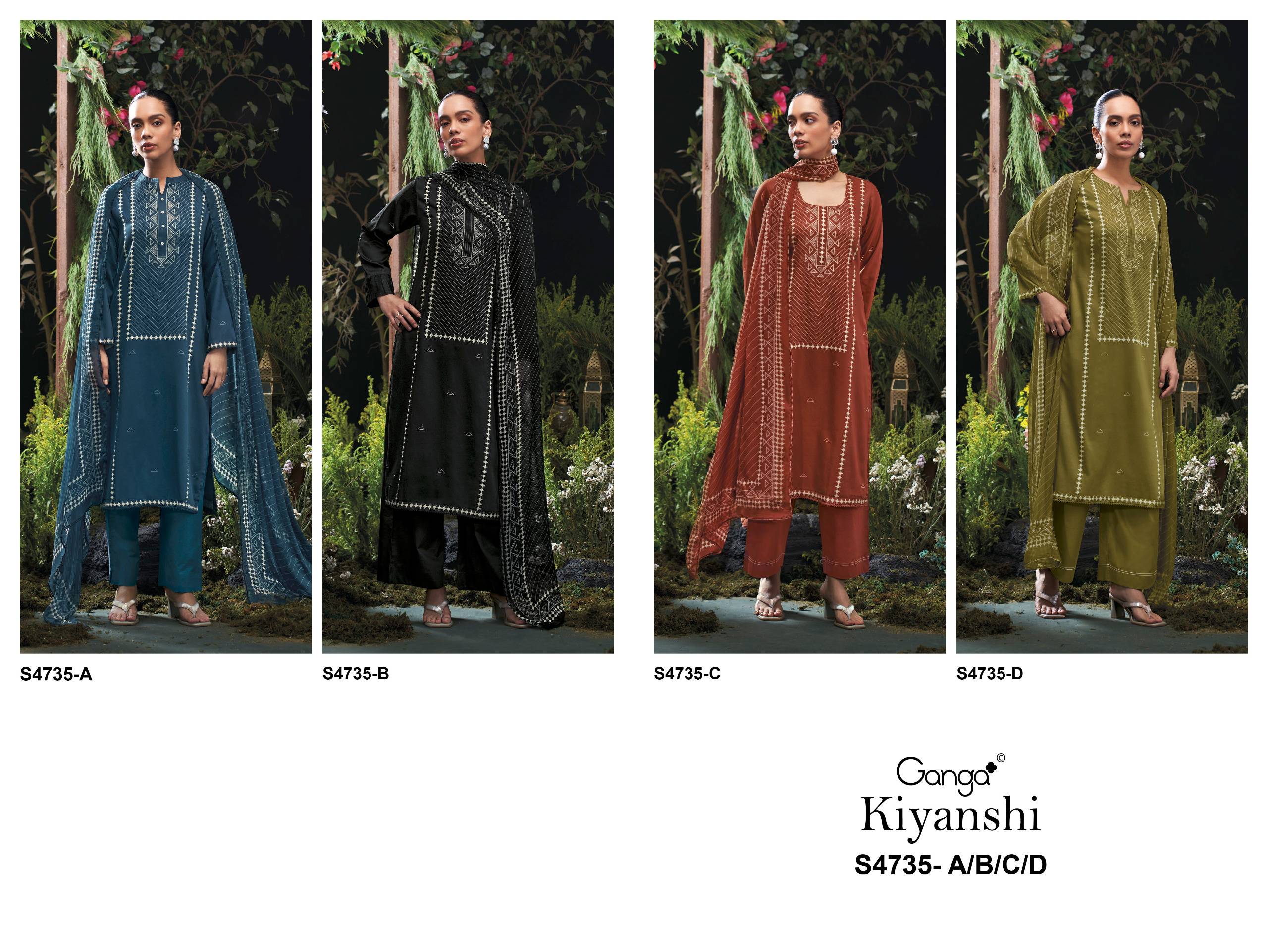 KIYANSHI 4735 SERIES BY GANGA FASHION Beautiful Colourful COTTON SATIN Dresses At Wholesale Price